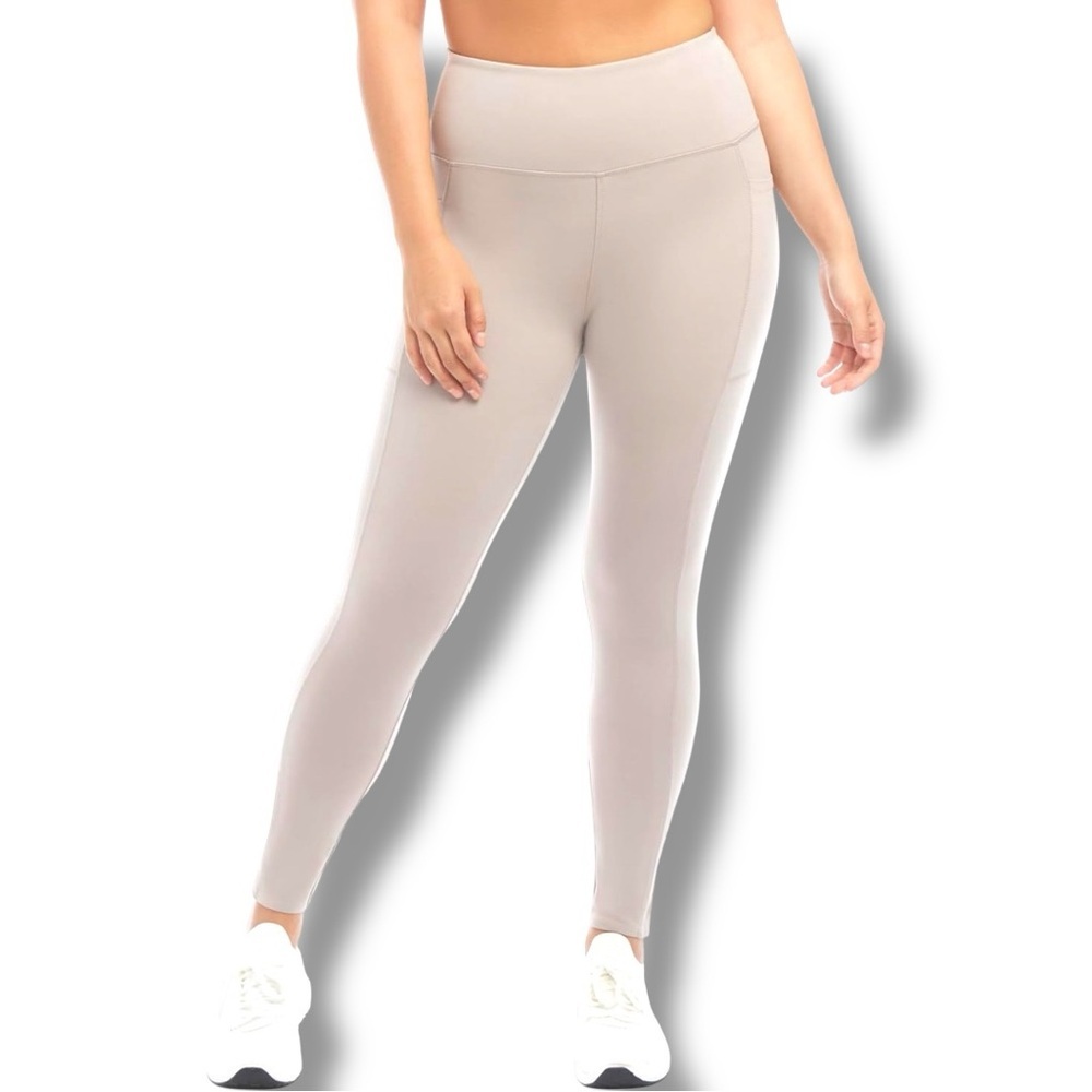 Danskin Women's Beige High Waisted Side Pocket Ankle Length Active Leggings - Picture 2 of 14